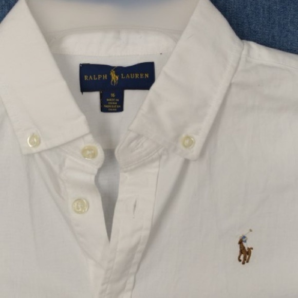 POLO RALPH LAUREN AUTHENTIC GIRLS OXFORD WHITE SHIRT Sz 16 Preppy Old Money - Picture 10 of 10